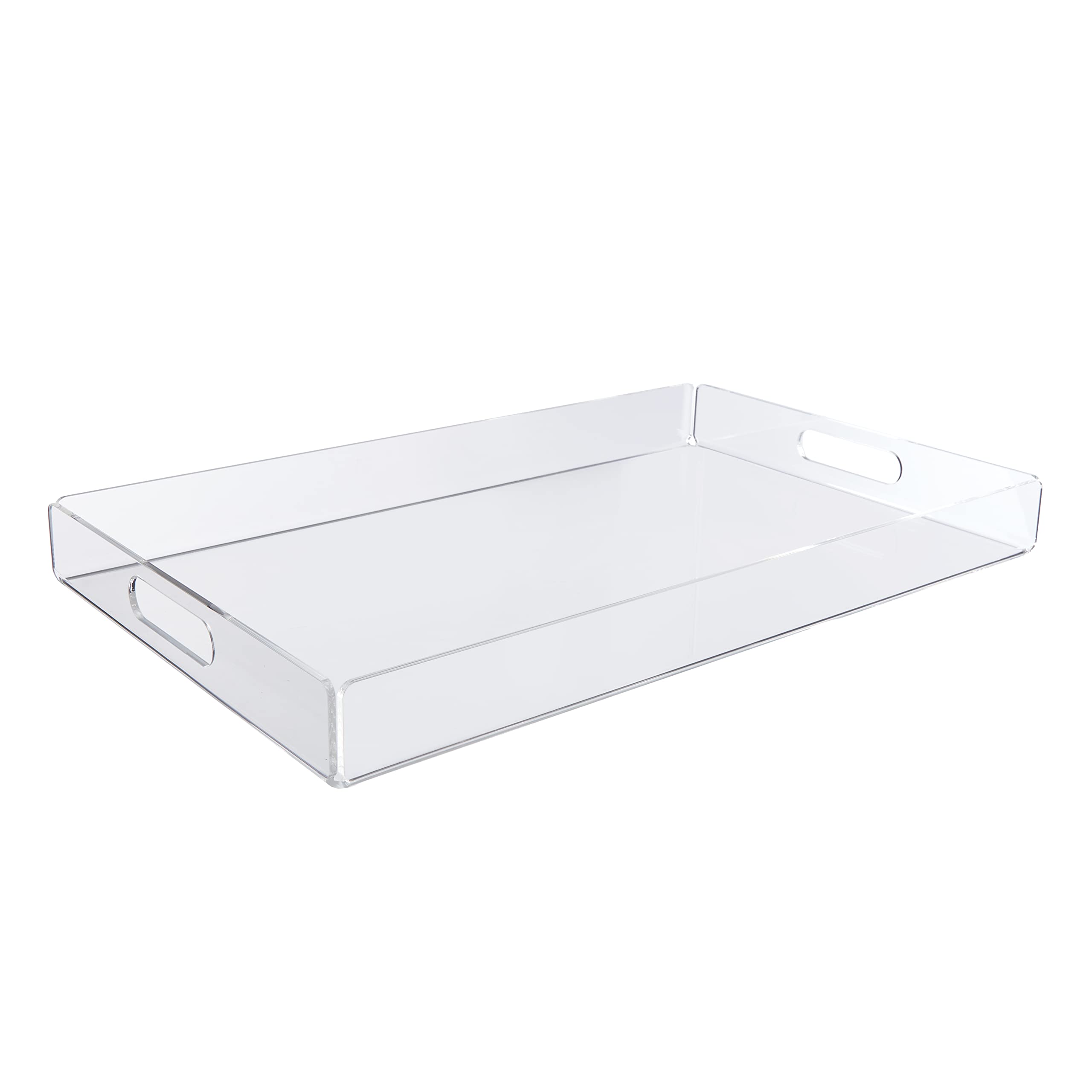 US Acrylic 12" x 20" Large Clear Acrylic Plastic Serving Tray with Pass-Through Handles Appetizer, Charcuterie, Food, Snack, Dessert Platters | Reusable, BPA-Free