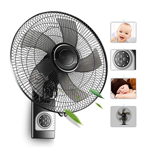 ZDYLM-Y Wandventilator mit Fernbedienung, 16 Zoll Oszillierende Wandmontage Ventilator, 3 Speed Mute, 7H Timing, für Familien Cover