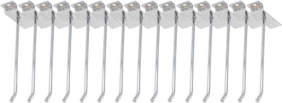 MroMax Slat Wall Hook 11.81" x 0.98"(L x W) for Room Garage Retail Store Display, Chrome Plated 15Pcs