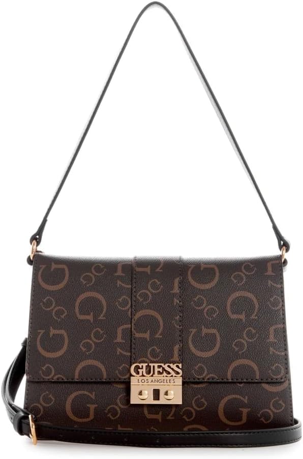 GUESS Factory Evie Logo Medium Shoulder Bag, Neutral Multi, One Size
