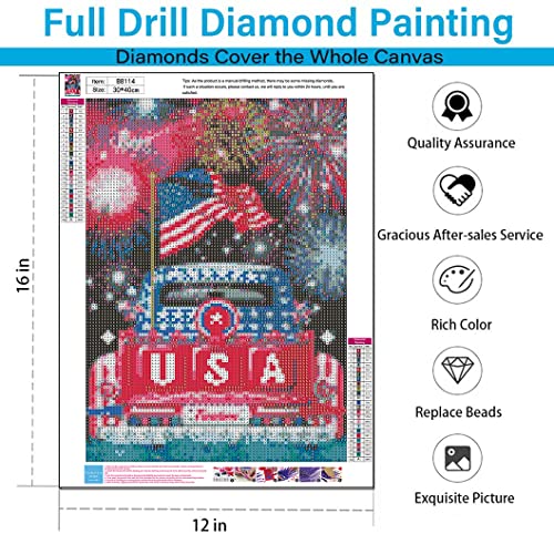 Eiazuiks Diamond Painting Kits For Adults, 4Th Of July Patrioctic American 5D Diy Diamond Art Kits Full Drill Diamond Dots For Gift Wall Decor And Relaxation Gem Arts 12X16 Inch B8114 #TOP2