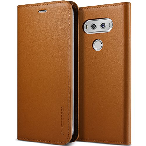LG V20 Case, VRS Design [Genuine Leather Diary Series] Premium Genuine Leather Wallet with Card Slots for LG V20 2016 - Brown