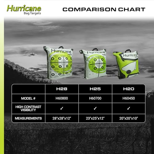 Image of Hurricane 2-Sided High-Velocity Archery Bag Target, High-Visibility Aiming Points, Off-Center Deer Vitals on Back, Heavy-Duty Handle for Easy Transport