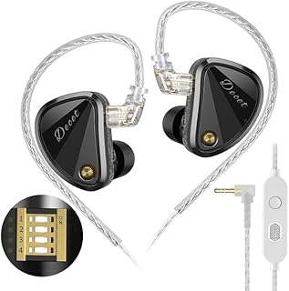 KZ Decet入耳式监听耳机,5个动态驱动IEM,4个调谐开关,全频立体声清晰,舒适的噪音隔离耳机,舞台和录音室用(调音,麦克风)