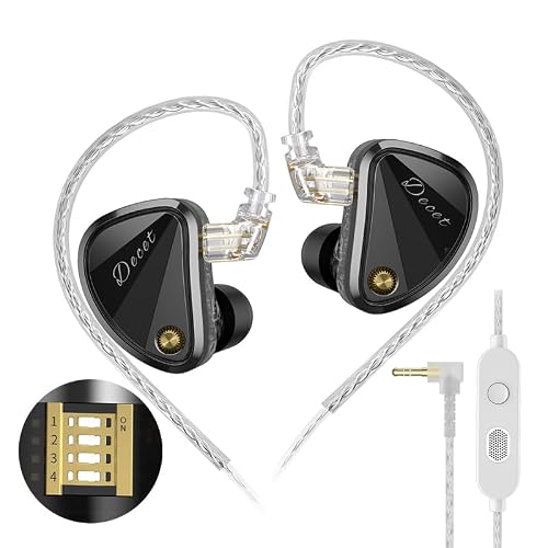 KZ Decet in-Ear Monitors Headphones, 5 Dynamic Driver IEM with 4 Tuning Switches, Clarity in All Frequency Stereo Sound Comfortable Noise Isolating Earphones for Stage and Studio (Tuning, Mi