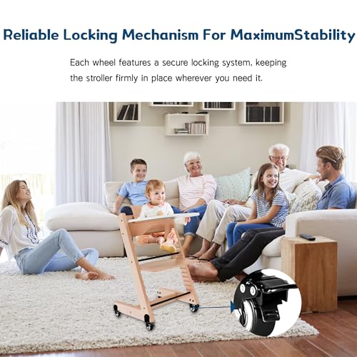 Image of 360 Rotating Wheel Accessories with Safety Locks Fit for Stokke Tripp Trapp High Chair - Enhance Mobility and Convenience for Your High Chair