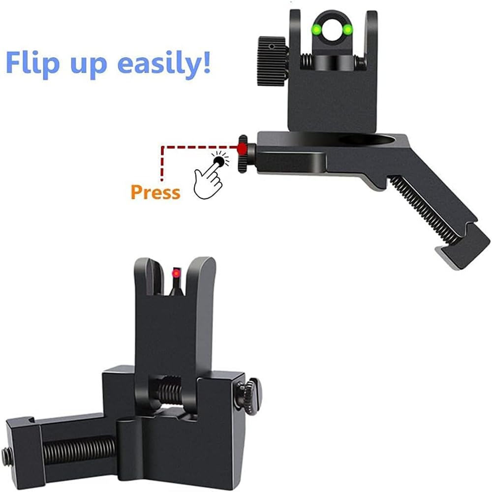 Folding 45 Degree Quick Conversion BUIS Backup Iron Sight for AR15 Front and Rear Wheels for Rifle Scope Tactical