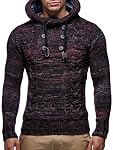 Leif Nelson – Leif Nelson Herren Strickpullover mit Kapuze Rot/Hochwertige