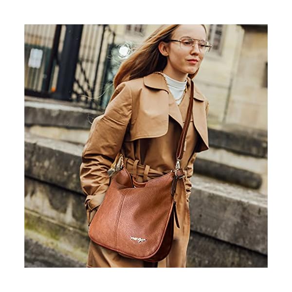 Wrangler-by-Montana-West-Leather-Tote-Hobo-Shoulder-Bag-for-Women-Large-Top-Handle-Hangbag Montana West Vegan Leather Crossbody Bag Tote Purse for Women (Grey-WG)