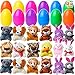 JOYIN 12 Pack Prefilled Easter Eggs of Mini Stuffed Animal Plush Toys Easter Baster Stuffer for Kids Easter Egg Hunt Filler Stuffer