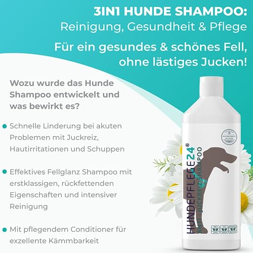 Hundeshampoo Hundepflege24 Natürliches gegen Juckreiz 3in1