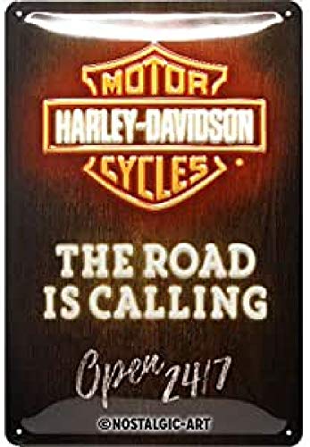Nostalgic-Art Plaque Vintage Harley-Davidson – Neon – Idée de Cadeau pour Les Fans de Moto, en métal, Design Retro pour la décoration, 20 x 30 cm