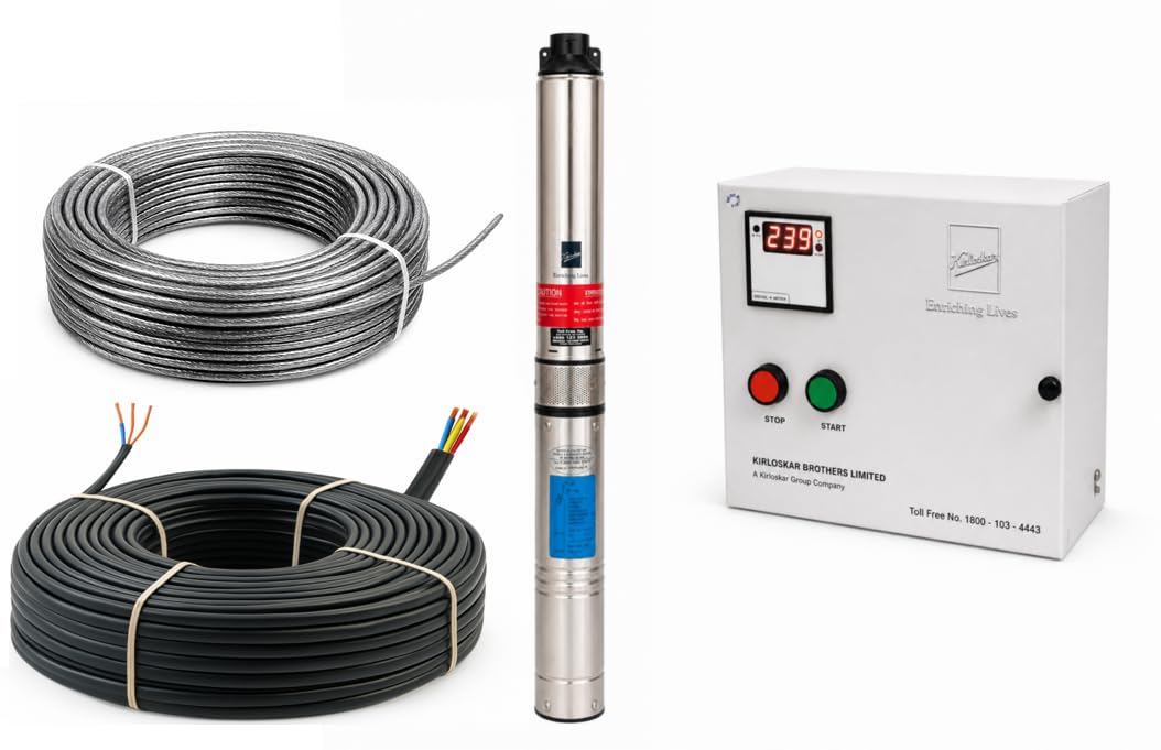 Kirloskar Jalraaj-KP4 Ultra Submersible Pump 1 HP 8 Stage, with Control Panel, 30 meter, Submersible wire and Safety Cable, Single Phase 220V, Multicolor, 2 Year Warranty-image-7