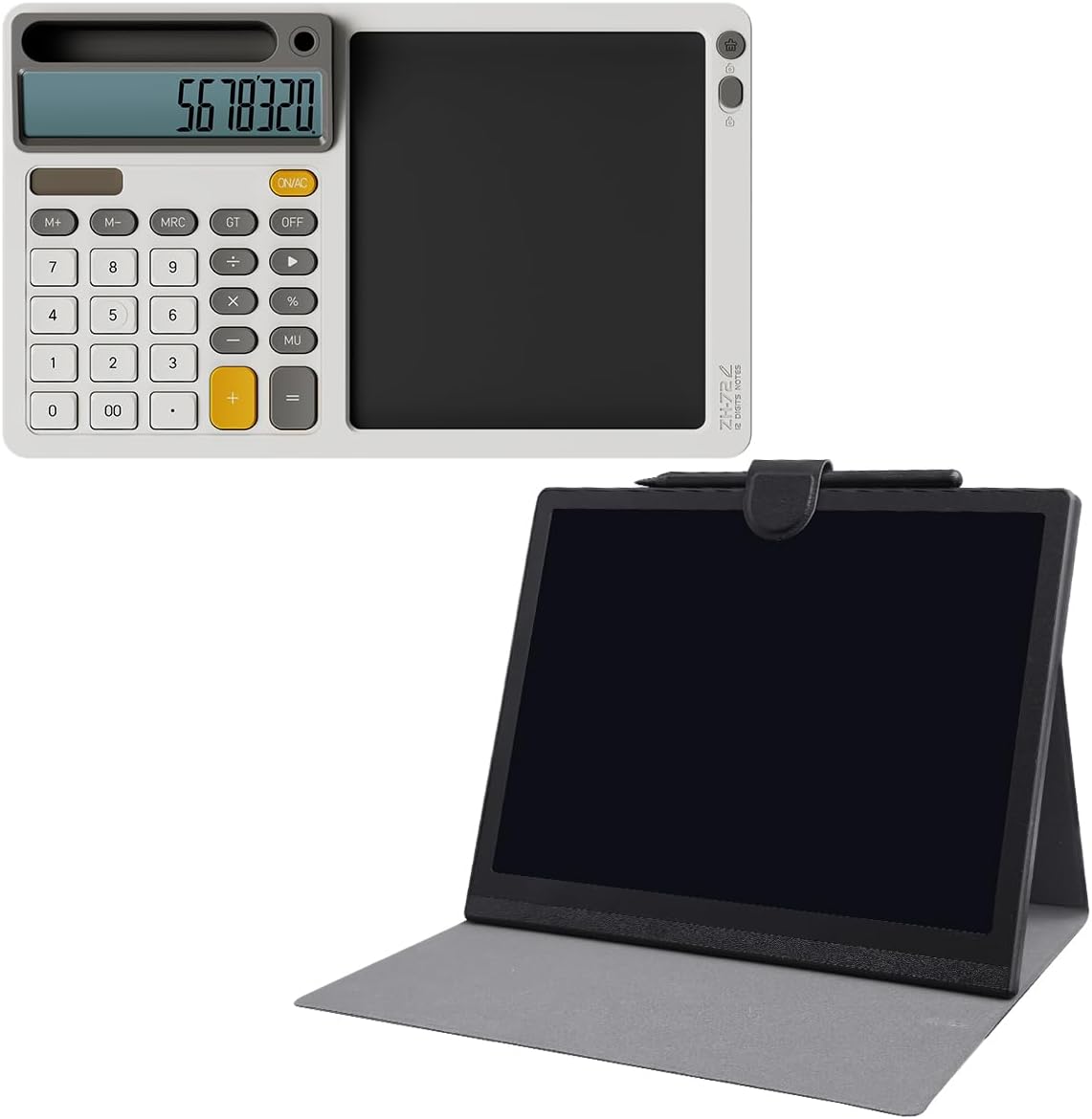 Premium Office Essentials Bundle: Business Writing Tablet with Leather Cover & Professional Anti-Slip Calculator for Executive Workspace