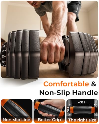 FEIERDUN 15-in-1 Adjustable Dumbbell Set, 105lb/52.5lb Weight Set Dumbbells with Storage Box, Quick Adjust Free Weight with Non-slip Handles Dumbbells for Home Gym Exercise Strength Training - Image 6