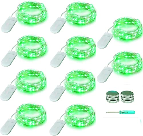 YITING - Juego de 10 luces LED de 9,8 pies y 30 luces LED con pilas, color verde, alambre de cobre, para bricolaje, boda, vacaciones, fiesta, decoraciones navideñas