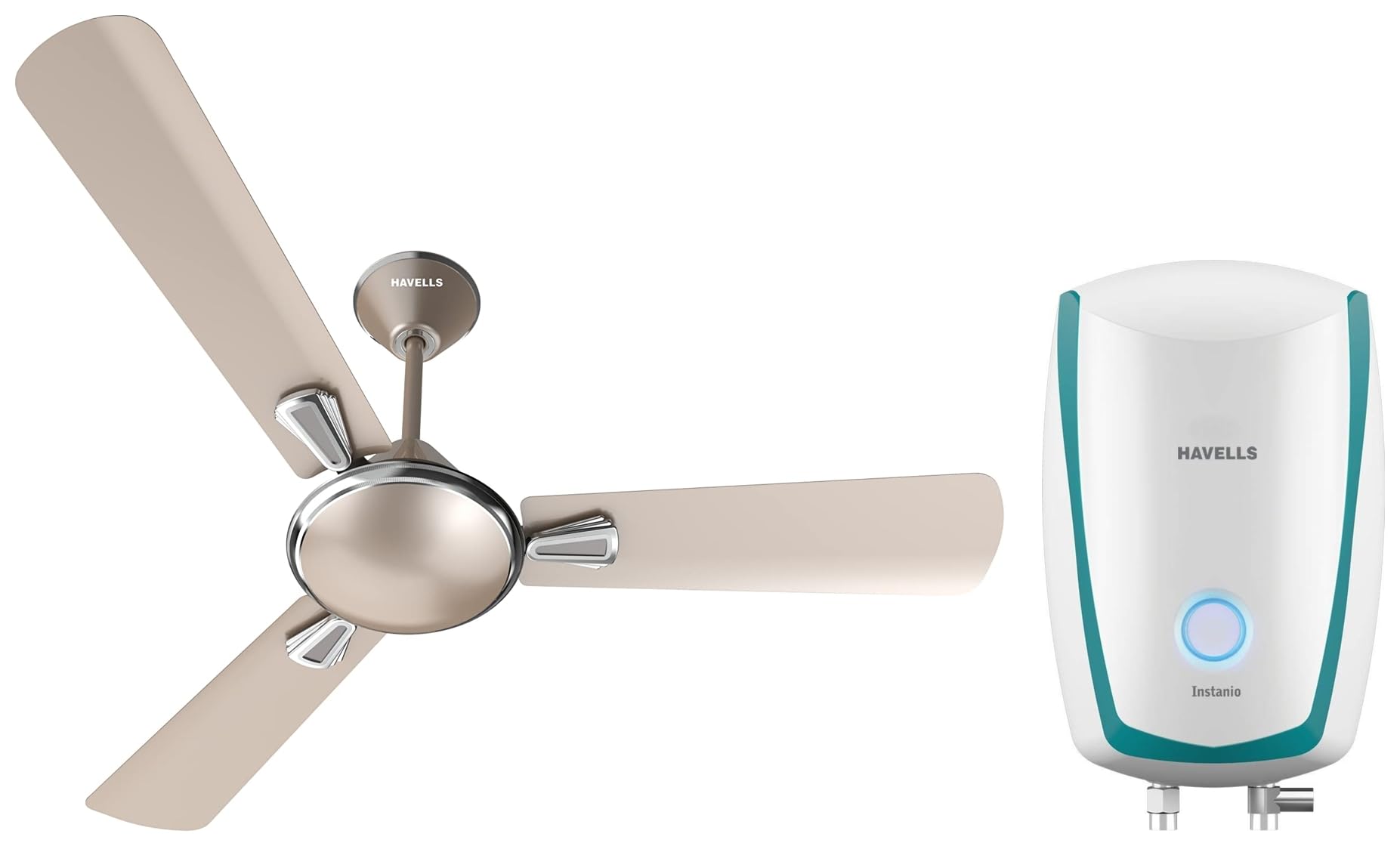 Buy Havells 1200mm Festiva Energy Saving Ceiling Fan (Gold Mist, Pack of 1) Instanio  1-Litre 3KW Instant Water Heater (Geyser), White Blue Online at Low Prices  in India - Amazon.in