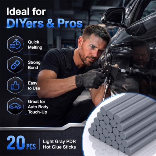 Image of CroBlissful 20 Pcs PDR Glue Sticks Hot Melt for Dent Repair,Gray