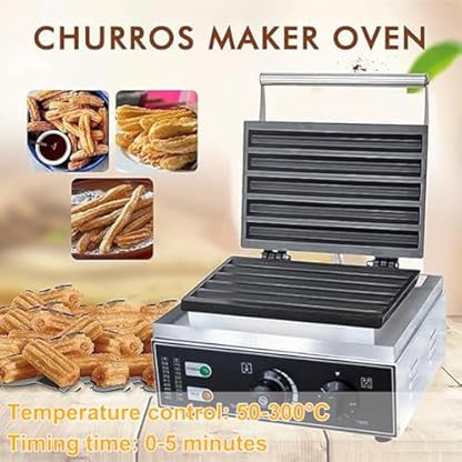 ZOLPINL Kommerzielle Churros-Maschine, 11,8 Zoll, 5-teiliger spanischer Churro-Maker mit Temperaturregelung, 1550 W elektrisches antihaftbeschichtetes Waffeleisen für Desserts und Snacks i – Bild 3