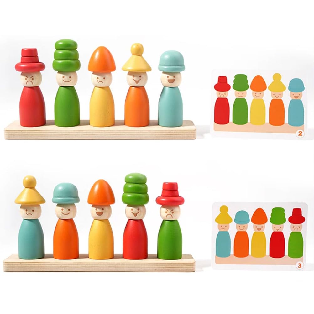 Juego de Apilamiento y Correspondencia con Muñecas de Madera Montessori