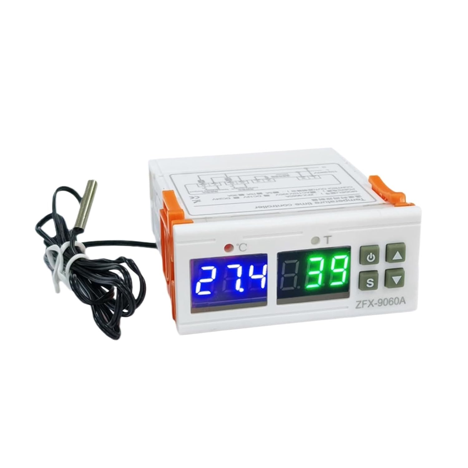 9060A Digital Temperature Controller Regulator DC 12/24V/AC110-220V 10A Timing Thermostat Heating(AC110-220V 10A)