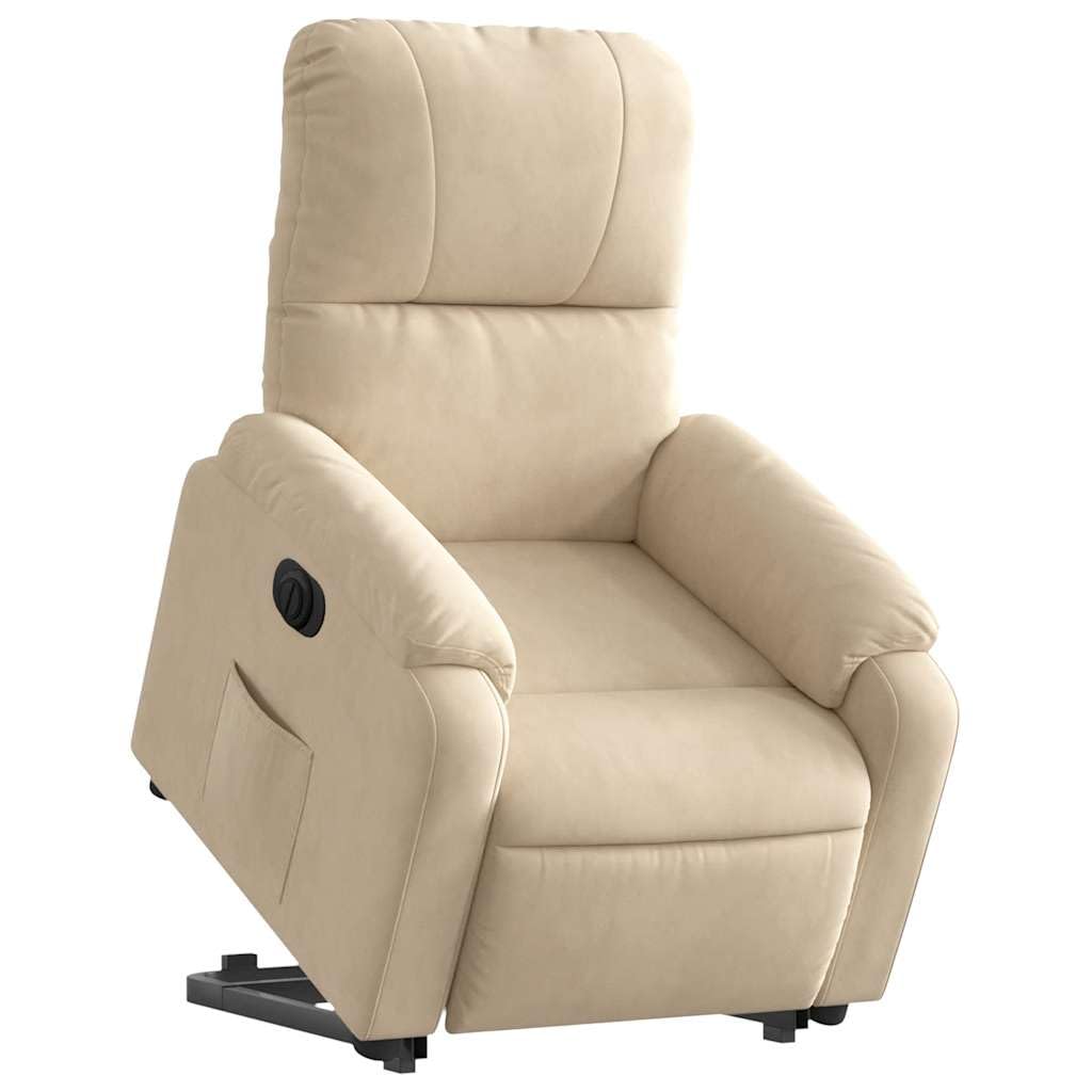 Sillón de relax con ayuda eléctrica para levantarse en tejido de microfibra, respaldo ajustable de 135 grados, bolsillo lateral y para personas de hasta 110 kg