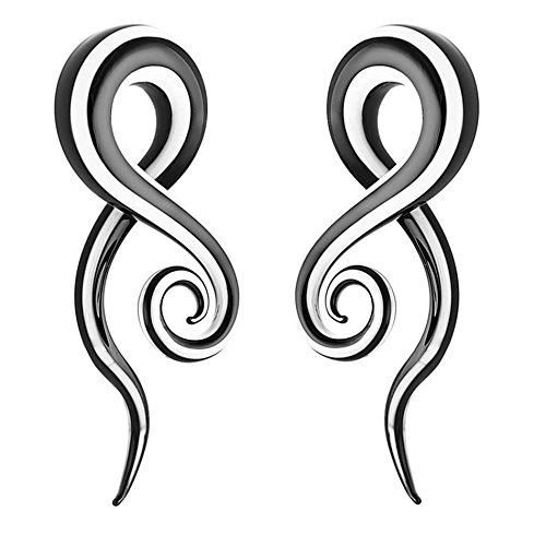 IPINK-Pack of 8 Mixed Colors Glass Spiral Tapers Ear Piercing Tunnel Plugs Gauges (4 Pairs of 0 Gauge (8mm)) - Thumbnail 2