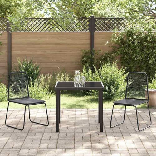 Salon de jardin 3 pièces noir stable et facile à entretenir pour petit balcon - 5