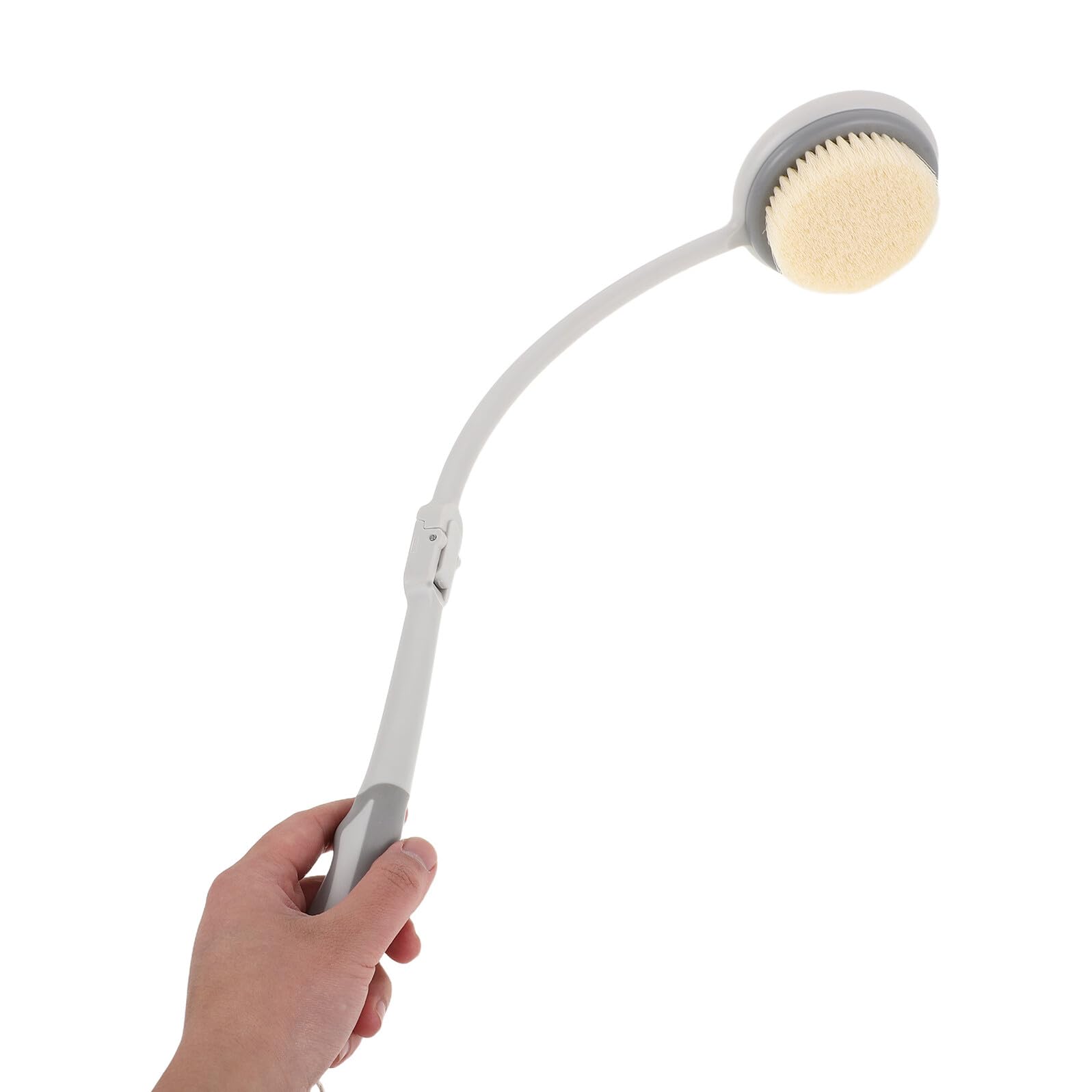 Cepillo de Baño Plegable Mango Largo y Curvado de 50 Cm, Cerdas Densas de Plástico, Cepillo Corporal para Ducha, Adecuado para Personas Mayores y Movilidad Reducida, Uso Cómodo