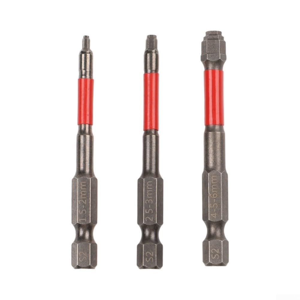 Wusvive 100 mm lange Sechskant-Bits, hochfester Stahl, S3-beschichtet (3 | 100 mm extra Reichweite, S3 titanbeschichtet, hochfester Stahl, rostbeständig, professionelle Qualität