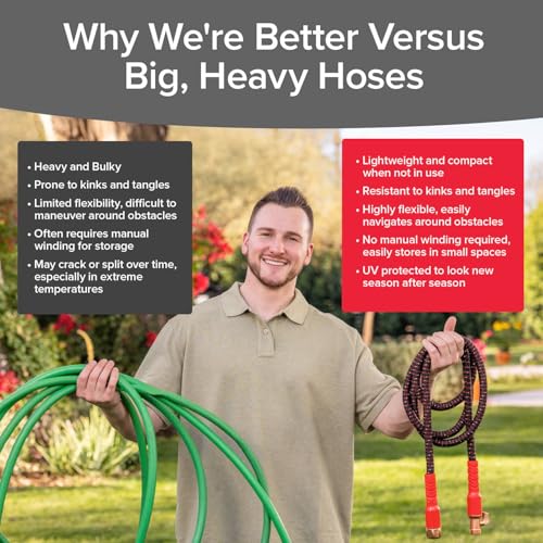 Image of Pocket Hose Ballistic 100 FT Expandable Garden Hose, No-Kink, As Seen on TV | Anti-burst sleeve reinforced with bulletproof fiber, 360 swiveling pocket pivot connector, lightweight compact design