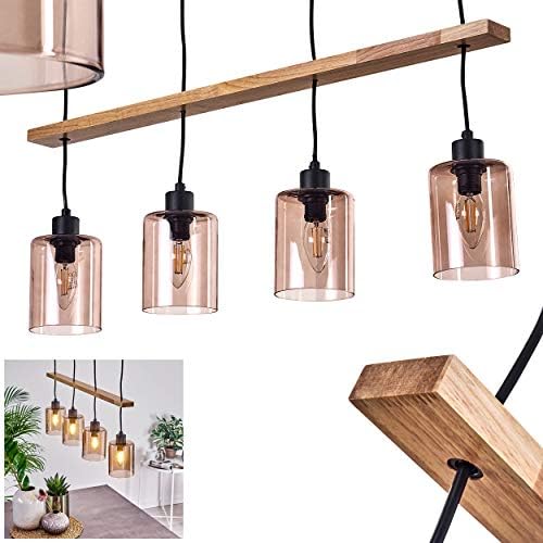 Suspension Hofstein 4 Branches Bois Noir : Lampe Vintage Pour Salon