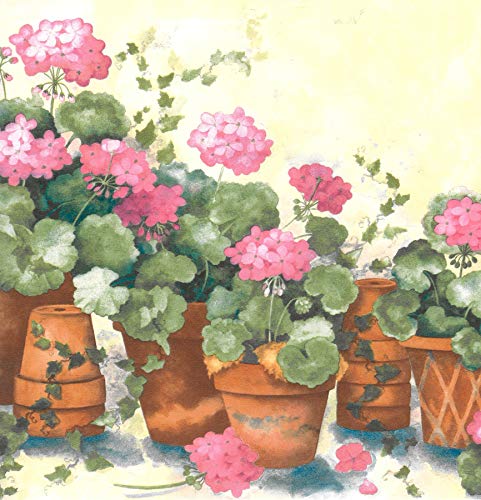 Dundee Deco BD6196 Frise de Papier Peint, Frise Murale, Bordure de papier peint précollé Motif floral rose, marron, vert, vert et bleu terre cuite Motif...