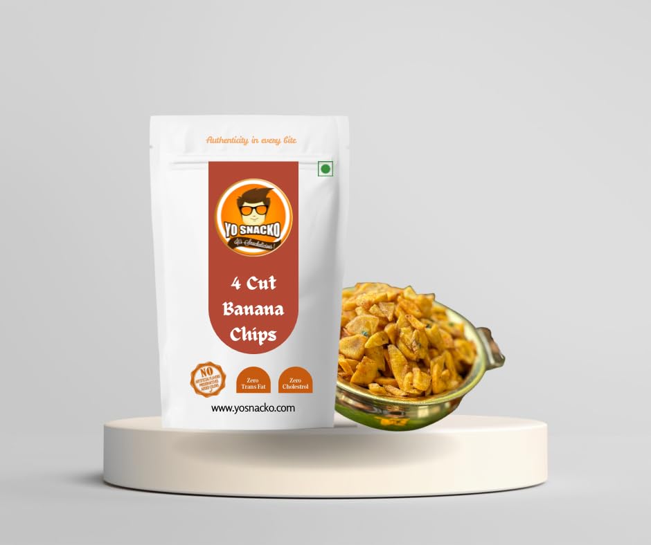 Yo Snacko Premium 4 Cut Banana Chips | Quarter Sliced for Enhanced Crispness & Flavor | Traditional Style Savory Snack | Ideal for Home, Travel & Gifting | 200g Pack-image-15