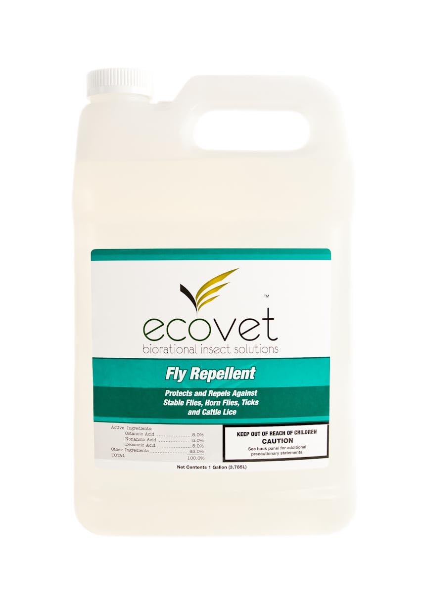 Ecovet Horse Fly Spray Repellent/Insecticide (Made with Food Grade Fatty acids), 1 Gallon