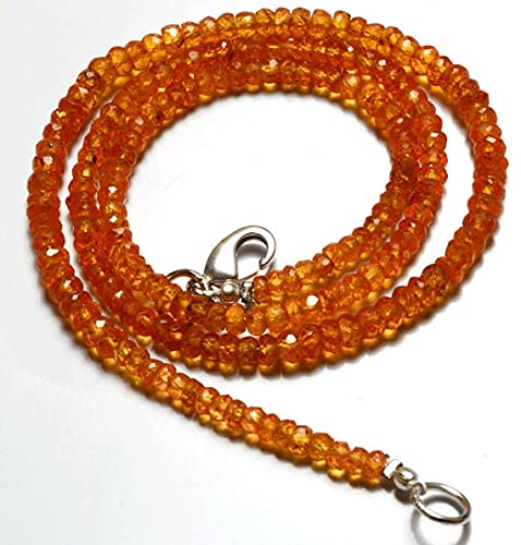 Collier grenat orange spessartine LKBEADS en perles rondelles facettées naturelles de 3.5mm