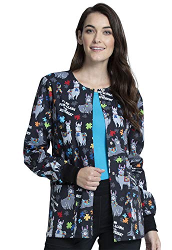 Cherokee Prints Women Warm Up Scrubs Jacket Snap Front Ck301, Xs, Llama Love #TOP13