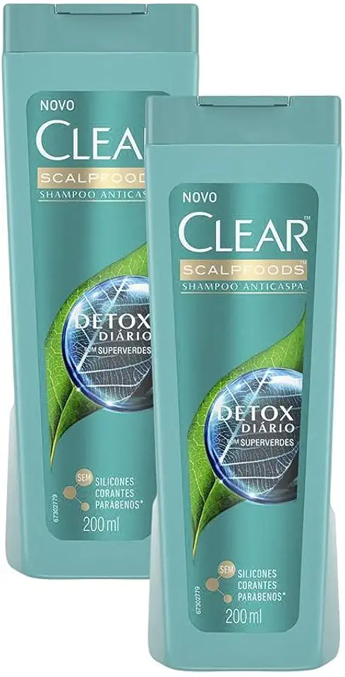 Kit 2 Shampoos Anticaspa Clear Detox Diário 200ml