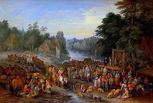 Tableau la kermesse du village de Theobald Michau impression d'art mural vintage 60x90cm
