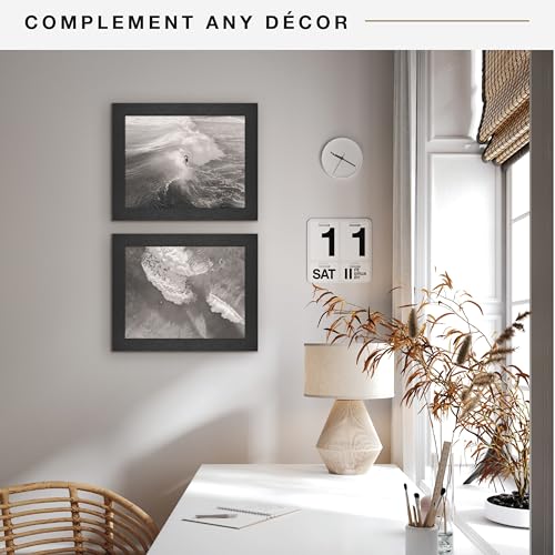 MCS Studio Gallery 8.5x11 Picture Frame Black Woodgrain, Rectangle Photo Frame for Photos, Posters & Art Prints & Easel for Tapletop Display (2-Pack)