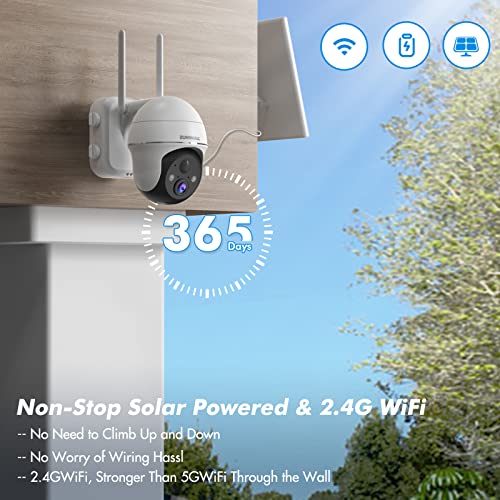 Zumimall Security Cameras Wireless Outdoor, 2K 360° Ptz Outdoor Camera Wireless, Solar Security Cameras For Home, Spotlight & Siren/2.4G Wifi/3Mp Color Night Vision/2-Way Talk/Pir Detection/Sd/Cloud #TOP2
