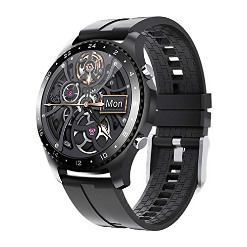 FMSBSC Reloj Inteligente Hombre Smartwatch - Medidor de Temperatura Corporal, Llamadas Bluetooth, Pulsómetros, Monitor de SpO2, Ritmo Cardíaco para Android iOS,Negro Cover