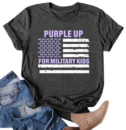 Purple Up for Military Kids Shirts Military Kids Month T Shirt Purple Up Day Shirt Military Children Awareness Tee Tops