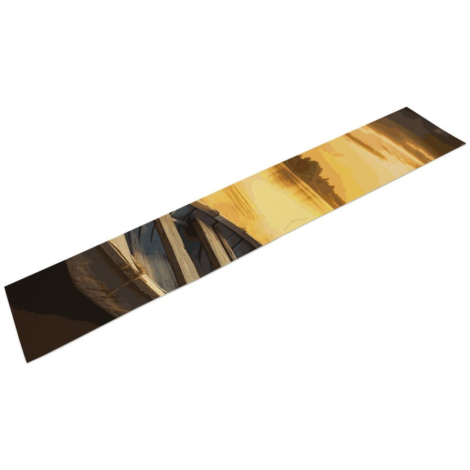 Chemin de table lin imprimé bateau de rivière 183 cm anti-pli décoration