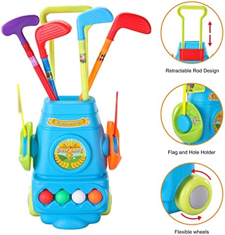 JOYIN Youngsters Golf Membership Set with Mat, 6 Golf Sticks, 2 Follow Holes and eight Balls, Toddler Golf Toy, Golf Suitcase Recreation Play Set & Sports activities Toys Reward for Boys Ladies 3 4 5 6 Yr Outdated 2 51rdbo0K5+L. AC