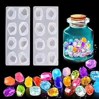 Rolin Roly 2PCS Gemstone Resin Moulds Irregular Silicone Mold Jewelry Casting Mold Multi-Facet Crystal Epoxy Mould Geometric Jewelry Mould DIY Craft Decoration Home Handmade