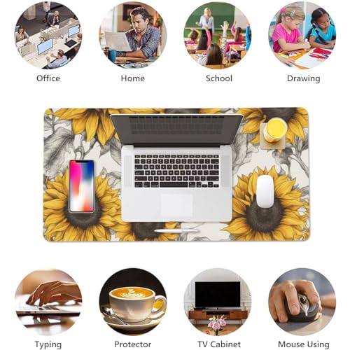 Mouse Pad grande LuGeKe de PU Leather flores miniatura 6