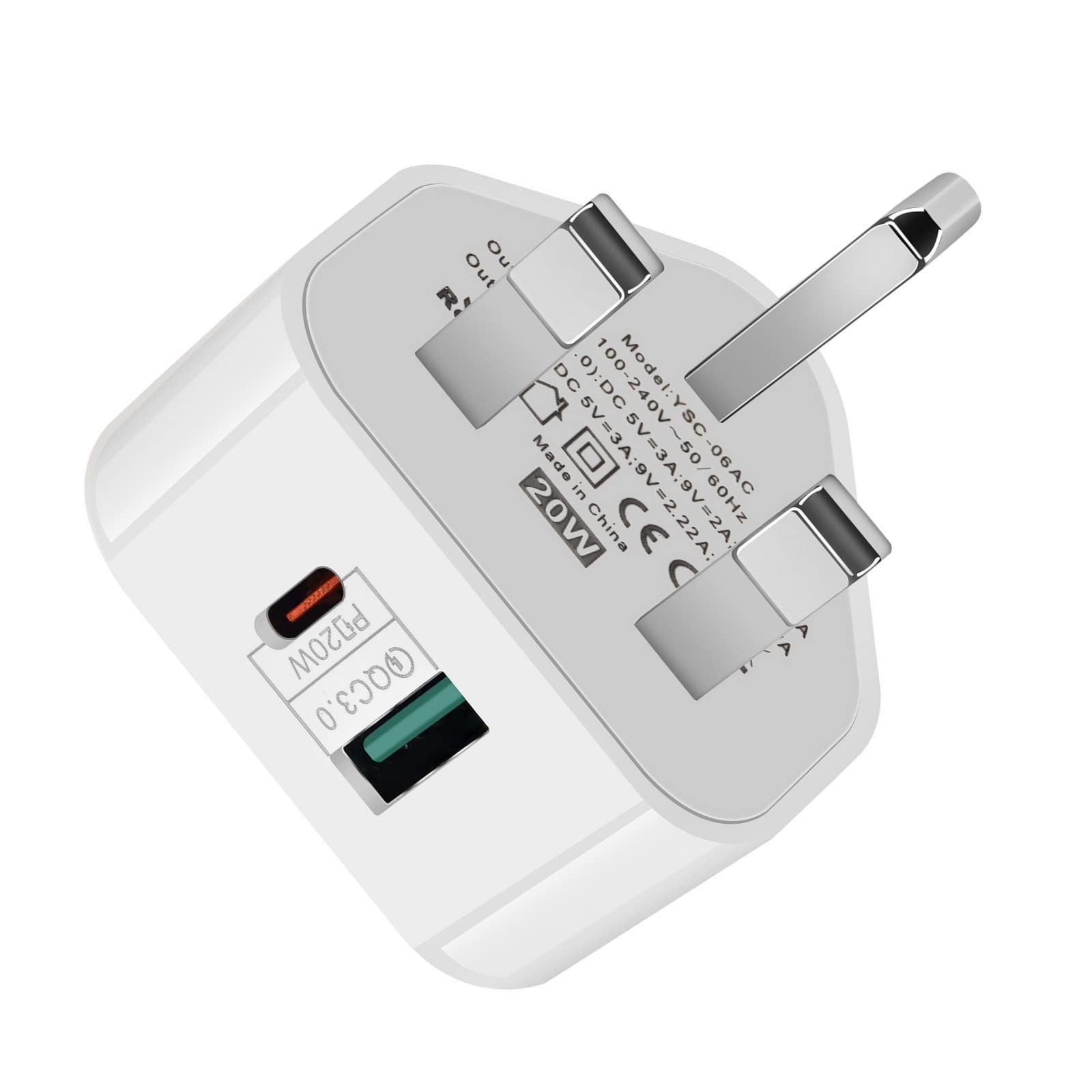 USB C Plug Fast Charge Plug, 20W USB Type C and USB Wall Plug Power Adapter UK Fast Charging for iPhone 14/14 Pro/14 Pro Max/13/13 Pro/13 Pro Max/12/12 Pro/12 Pro Max/11/11 Pro,iPad,Samsung