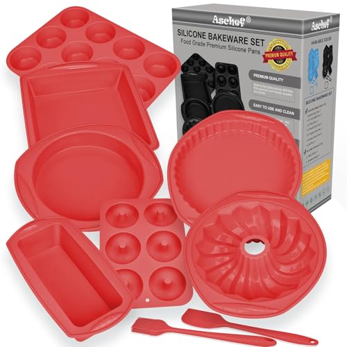 9-in-1 Antihaft-Silikon-Backform-Set für Gugelhupf, Kekse, Muffins, Brot, Pizza, Käsekuchen, Cupcakes, hitzebeständig, BPA-frei