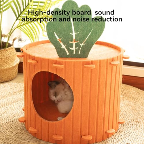 Cabane pour chat détachable avec coussin lavable lit carotte isolant